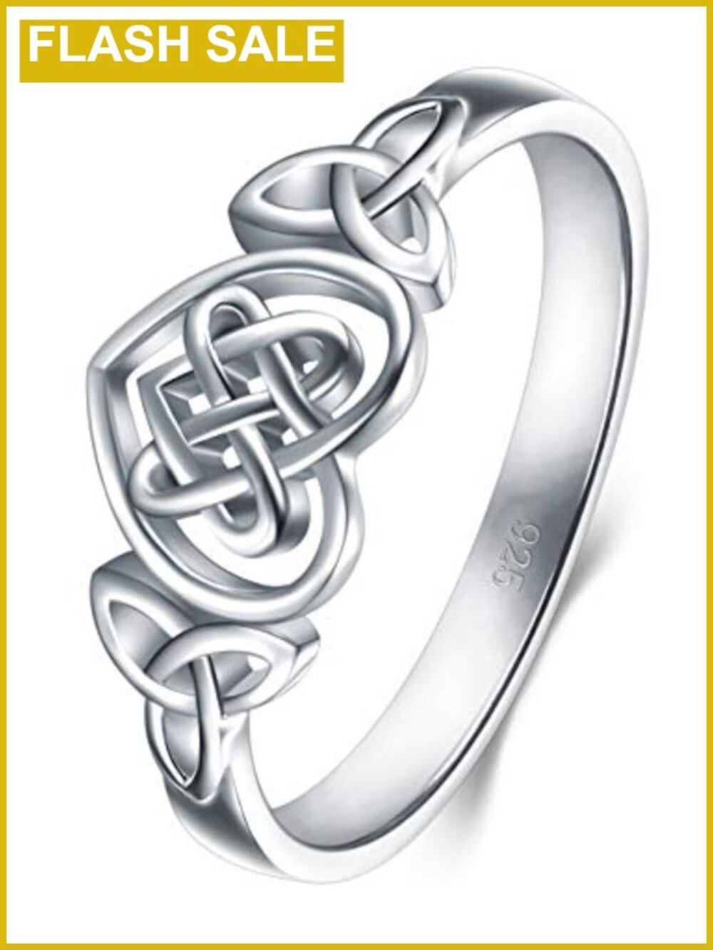 Eternity Ring Sterling Silver Celtic Knot Heart Band Comfort Fit Size 8